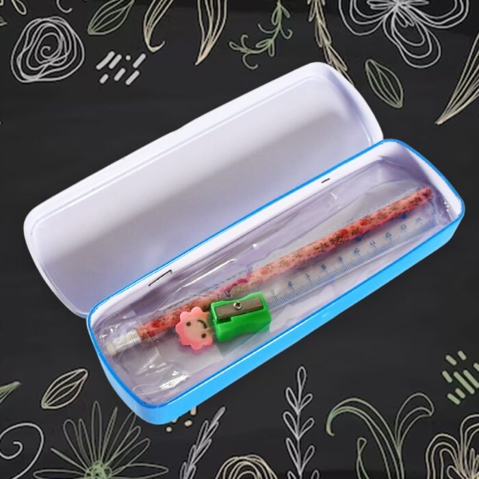 Multifunctional Compass Box With 1 Pencil, 1 Eraser, 1 Scale, 1 Pencil Sharpener, 6 Pen Refill, 1 Black Pen For Boys & Girls For School, Small Size Cartoon Printed Pencil Case For Kids Birthday Gift (12 Pcs Set) - Image 5