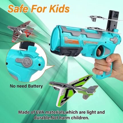 4413A Airplane Launcher Gun Toy with Foam Glider Planes, Outdoor Games for Children, Best Aeroplane Toys for Kids, Air Battle Gun Toys  ( 5 Plane Include )