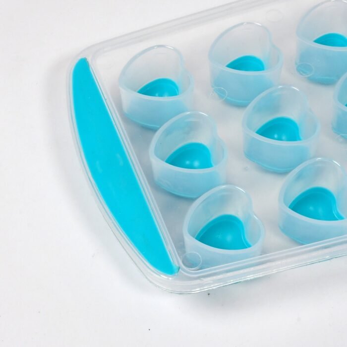 5352 Easy Push Premium POP-UP ice Tray, With Flexible Silicon Bottom and Lid, Heart Shape 18 Cube Trays