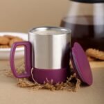 Stainless Steel Coffee/Tea Cup, Stainless Steel Lid Cover Hot Coffee/Tea Mug Hot Insulated Double Wall Stainless Steel, Coffee And Milk Cup With Lid & Handle Easy To Carry - Coffee Cup (1 Pc)