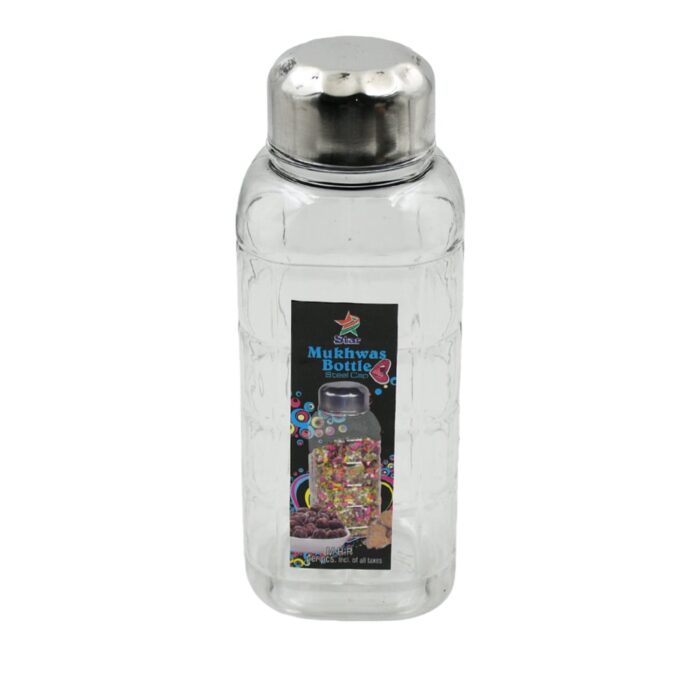 Plastic Transparent Mukhwas Bottle With Steel Cap / Mouth Freshener / Dryfruits Multipurpose Air Tight And Bpa Free Kitchen Storage Bottle (1 Pc) - Image 4