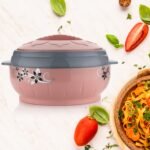 High Quality Steel Casserole Box For Food Serving Inner Steel Insulated Casserole Hot Pot Flowers Printed Chapati Box For Roti Kitchen (Approx 4500 Ml)