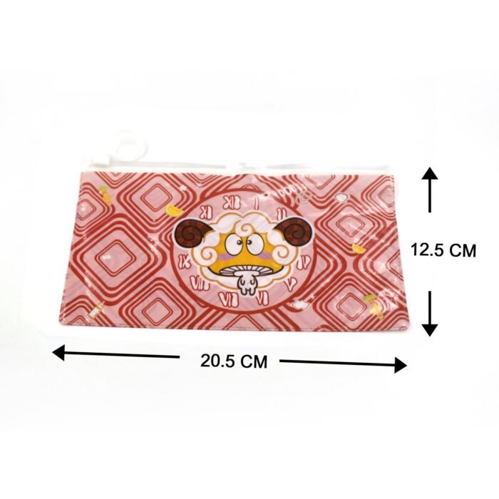 4845 20 Pc Red Printed Pouch For Carrying Stationary Stuffs And All By The Students.