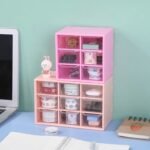 Storage Box 9 Grids Multi-Purpose Durable Desktop Drawer Organizer For Pencils Storage Holder Hanging Hole Design For Small Items