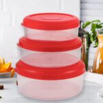 Heavy Plastic Material Stackable & Reusable Classic Round Plastic Big Storage Container Box For Kitchen & Home Organization (Pack Of 3) - Image 6
