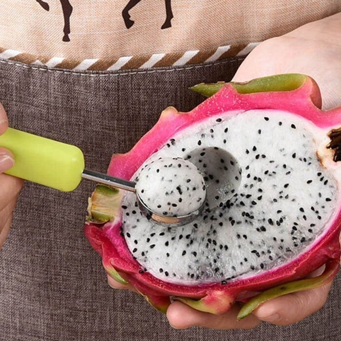 2606  4 in 1 Stainless Steel Melon Baller Seed Remover, Sorbet Dessert Ball Spoon, Fruit Digging Spoon, Double Sided Fruit Scooper, Watermelon Baller Scoop