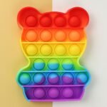 4474 Bear Pop It Fidget Toys  Stress Relief Rainbow Toy ( 1 pcs ) 