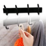 Cloth Hanger, Wall Door Hooks Rail For Hanging Clothes For Hanging Hook Rack Rail, Extra Long Coat Hanger Wall Mount For Clothes, Jacket, Hats, 6 Hook With Eco-Friendly Liquid Adhesive Glue - Image 6