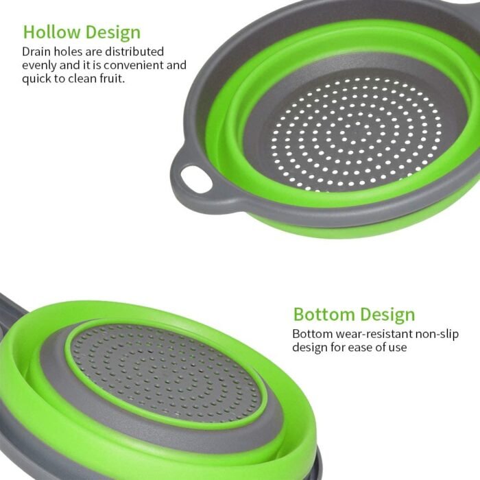 7195 Silicone Collapsible Colander Vegetable Fruit Washing Drain Strainer Basket Strainer Foldable Colander with Handle || Silicone Collapsible Colander || Fruit Basket Filter Drainer