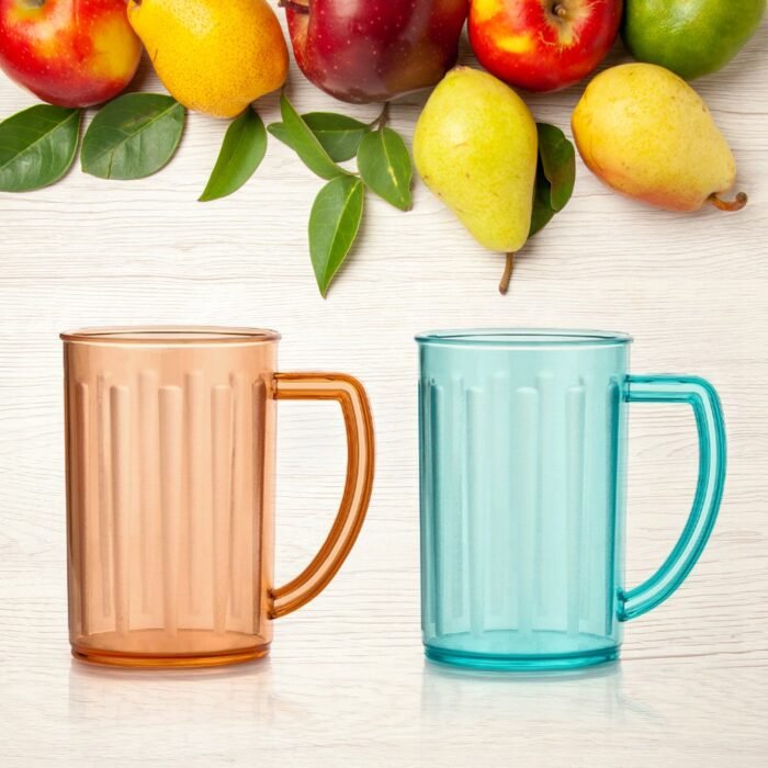 Stylish Juice Glass With Handle, Water Glass, Beer Glass, Milk Shake Glass, Multipurpose Glass Plastic Beer Mug, Unbreakable Beer Tasting Glasses, Clear Juice Glasses Suitable For Kids (2 Pc) - Image 6