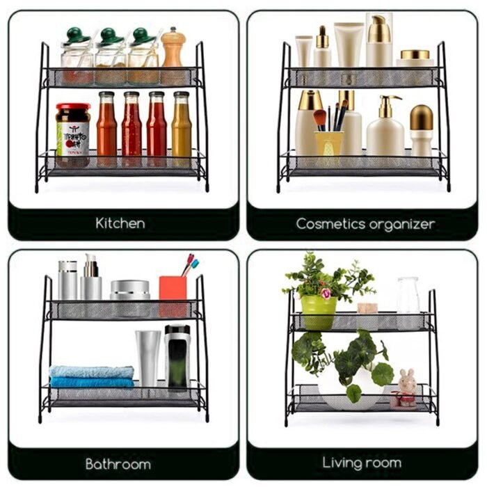 4927 Metal Space Saving Multi-Purpose 2 Tier 2 Layer Kitchen Spice Rack Storage Organizer Shelf Stand .