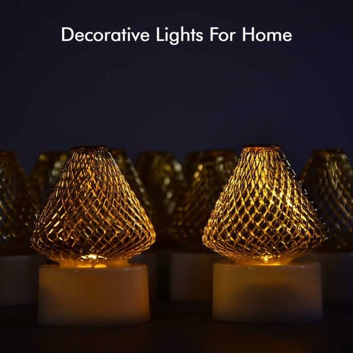 6551 12Pcs Flameless and Smokeless Decorative Candles Acrylic Led Tea Light Candle for Gifting, House, Light for Balcony, Room, Birthday, christmas, Festival, Events Decor Candles (12 Pieces)