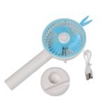 7606 Mini Portable Hand Fan USB Rechargeable Fan With Led Light Fan for Indoor and Outdoor Use by Women and Men Table Standing Stand Included