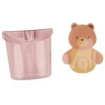 Multipurpose Wall Mount Toothbrush Holder Plastic Stand For Toothpaste, Comb, Brush, Cream, Lotion Kids Bathroom Cup Drain Waterproof Self-Adhesive, Teddy Bear