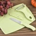 Durable Plastic Kitchen Peeler and 3-Piece Stainless Steel Knife Set Combo with Ergonomic Design
