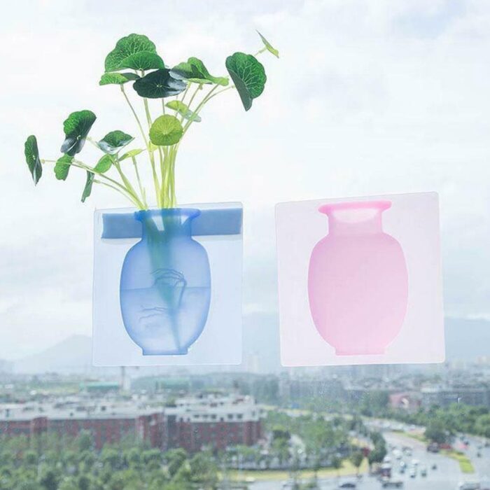 Wall Hanging Silicone Flower Pot Sticker Plant Rack For Decoration (Multicolour) (2 Pc Set) - Image 6
