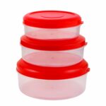 Heavy Plastic Material Stackable & Reusable Classic Round Plastic Big Storage Container Box For Kitchen & Home Organization (Pack Of 3) - Image 3