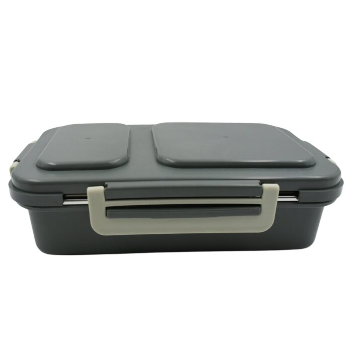 Miracle Quick Lock Leak Proof 2 Compartment Stainless Steel Lunch Box Inner Plate Reusable Microwave Freezer Safe Lunch Box Trendy Thermal Insulation Leak Proof For Office Vacuum Tiffin Box For Boys / Girls / School / Office Women And Men  - Image 4