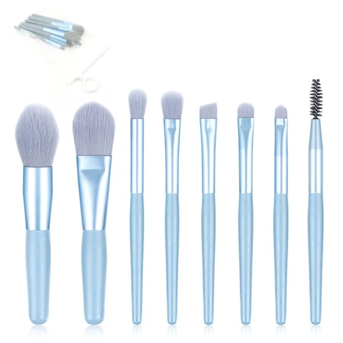 8 Pcs Mini Makeup Brush Set With Case, Portable Foundation Brush Kit Travel, Premium Synthetic Bristles Cosmetic Brush Set For Powder Blending Blush Eyeshadow Lipstick (Mix Color 8 Pcs Set) - Image 4