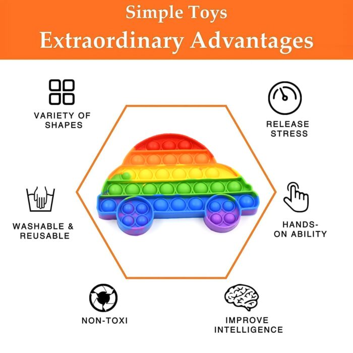 Pop Fidget Toy Push Pop Bubble Fidget Sensory Toy For Kids And Adults Fidget Popper Stress Reliever Sensory Fidget Poppers (Butterfly & Car Shape / 1 Pc) - Image 11