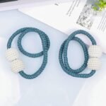 Home Magnetic Curtain Tiebacks, Straps, Buckle, Clips Rope Straps Window Curtain Bracket Decoration, Pearl Decorative Rope Holdback Holder For Window (2 Pc)