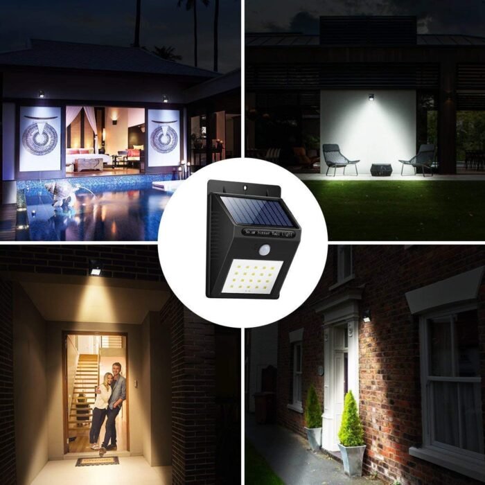 6608 White Solar Wireless Security Motion Sensor LED Night Light for Home Outdoor/Garden Wall.