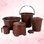 Plastic Bathroom Accessories Set 6 Pcs Bath Set Bathroom Bucket With Dustbin Mug, Stool, Soap Case,Tub ( 6 Pcs Set )