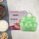 Multipurpose Jar Dryfruit Set, Candy, Chocolate, Snacks Storage Jar, Masala Jar For Home And Kitchen Airtight Dry Fruit Plastic Storage Container Tray Set With Lid & 4 Serving Jar Container For Sweets, Chips, Cookies | (4 Pc Set)