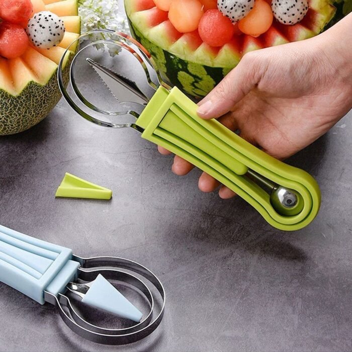 2606  4 in 1 Stainless Steel Melon Baller Seed Remover, Sorbet Dessert Ball Spoon, Fruit Digging Spoon, Double Sided Fruit Scooper, Watermelon Baller Scoop