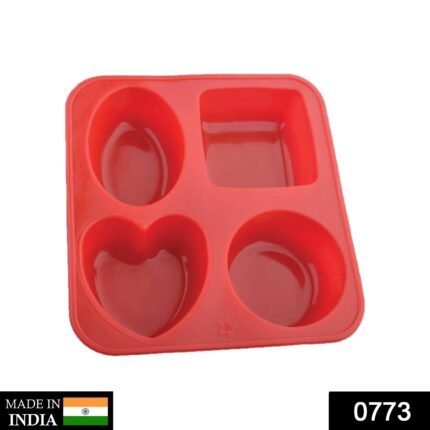 0773 Silicone Circle, Square, Oval and Heart Shape Soap And Mini Cake Making Mould