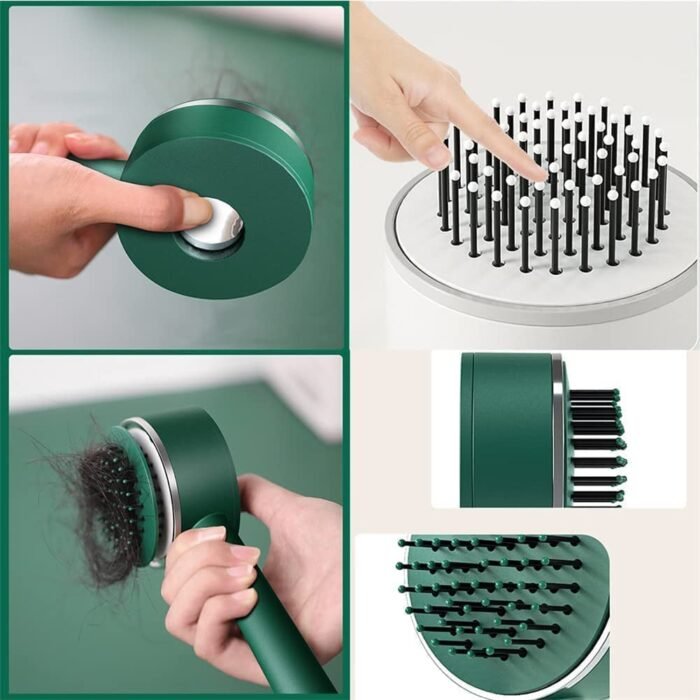 6034ï»¿ Air Cushion Massage Brush, Airbag Massage Comb with Long Handle, Self-Cleaning Hair Brush, Detangling Anti-Static for All Hair