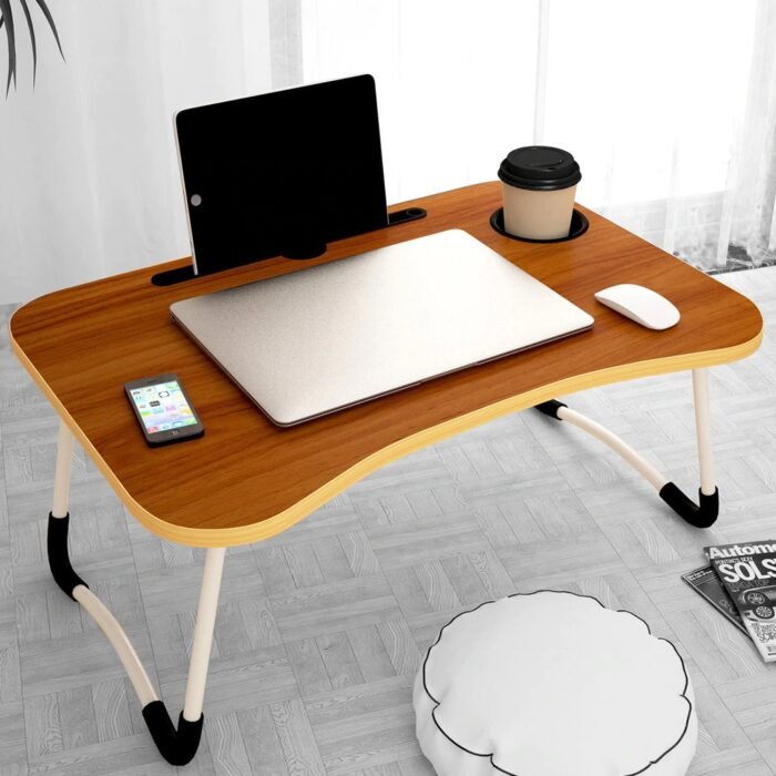 4990 Laptop Table Foldable Portable Notebook Bed Lap Desk Tray Stand Reading Holder with Coffee Cup Slot for Breakfast, Reading & Movie Watching.