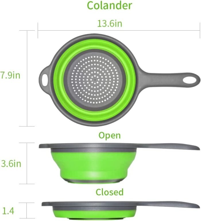 7195 Silicone Collapsible Colander Vegetable Fruit Washing Drain Strainer Basket Strainer Foldable Colander with Handle || Silicone Collapsible Colander || Fruit Basket Filter Drainer