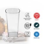 4973 Unbreakable Stylish Transparent Square Design Water/Juice/Beer/Wine Tumbler Plastic Glass Set ( 300 ML, Pack of 6)