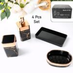 Bathroom Accessories Set, Bathroom Decor With 1 Soap Dispenser, 1 Tumbler, 1 Tray, 1 Soap Dish For Bathroom, Kitchen, Office, Gift For Women And Men (4 Pcs Set)
