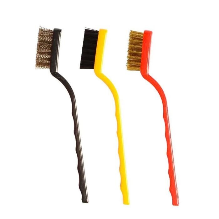 184 -3 Pc Mini Wire Brush Set (Brass, Nylon, Stainless Steel Bristles)