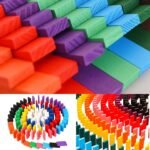 4439 120Pc Dominoes Blocks Set Multicolor Wooden Toy Building Indoor Game Toy.