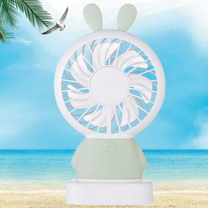 7633 Mini Portable Fan USB Rechargeable Handheld Rabbit Style Color Changing LED Light Pocket Desk Light Fan