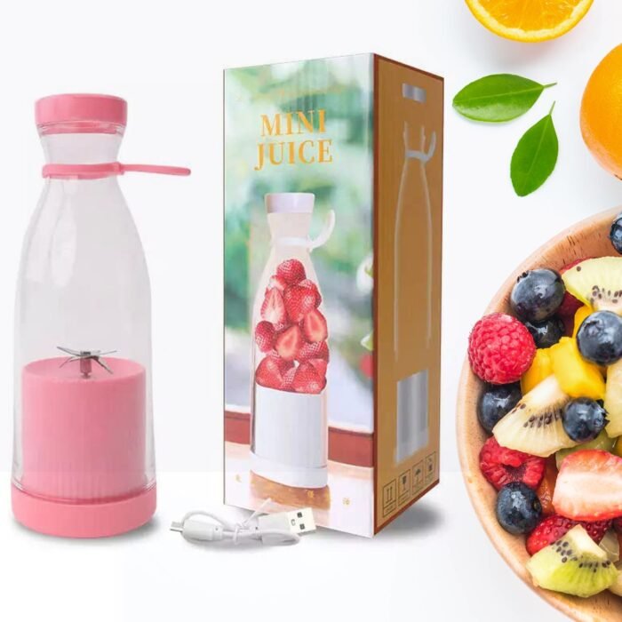 5334A BLENDER PORTABLE JUICER FOR SMOOTHIE , JUICE , VEGETABLE SHAKES WITH 6 BLADES WIRELESS CHARGING MINI PERSONAL SIZE MIXER BOTTLE GRINDER, 380 ML MULTICOLOR