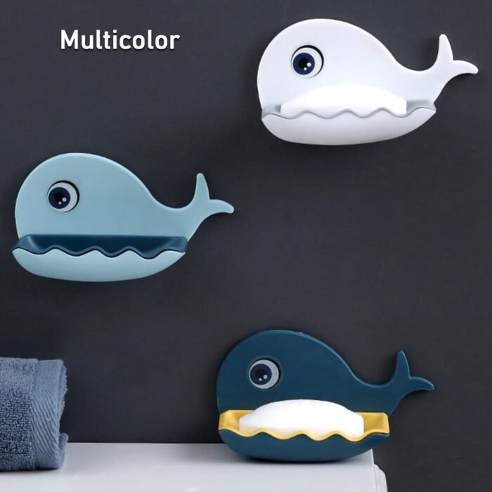 4047 Fish Shape Double Layer Adhesive Waterproof Wall Mounted Soap Bar Holder Stand Rack for Bathroom Shower Wall Kitchen