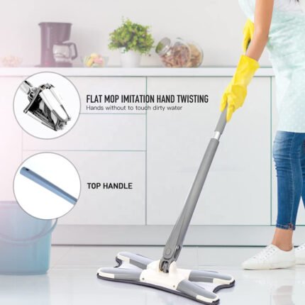 4874 X Shape Mop or Floor Cleaning Hands-Free Squeeze Microfiber Flat Mop System 360Â° Flexible Head, Wet and Dry mop for Home Kitchen with 1 Super-absorbent Microfiber Pads.