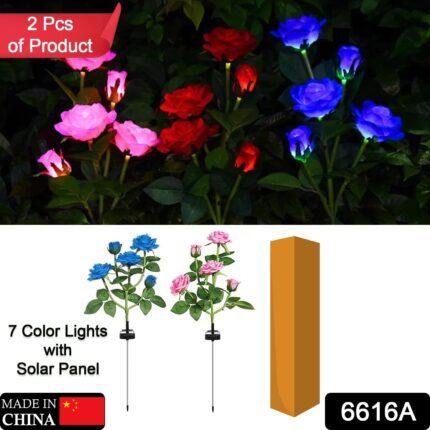 6616A Garden Solar Outdoor Rose Lights Decorative , Waterproof Flower Light for Garden Patio Landscape Pathway Yard Holiday Decoration