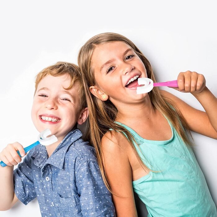 4773 Kids U Shaped Large Tooth Brush used in all kinds of household bathroom places for washing teeth of kids, toddlers and childrenâ€™s easily and comfortably.