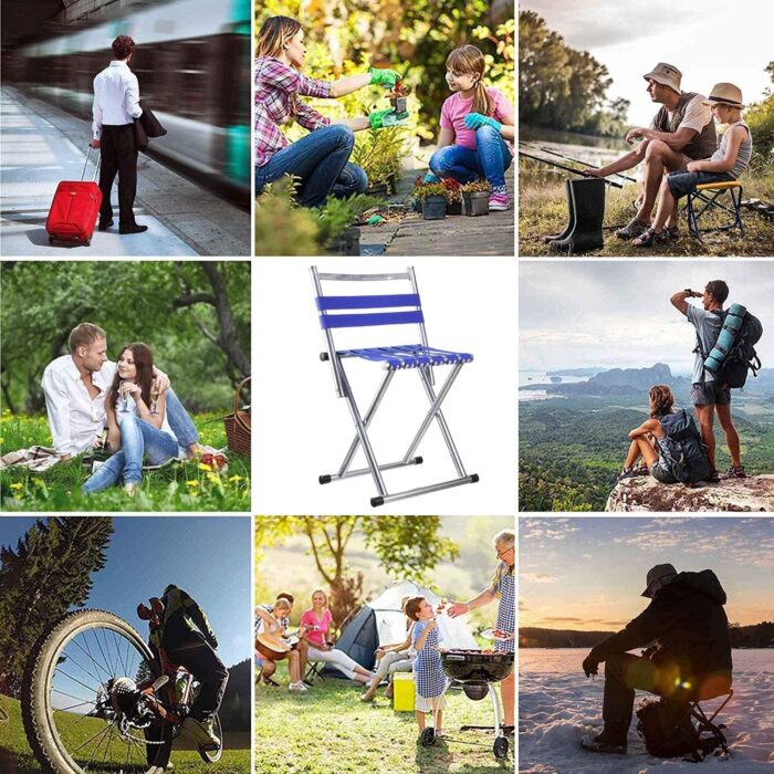 Stainless Steel Multipurpose Lightweight, Portable Folding Camping Chair For Garden, Outdoor Folding Chair With Back Support Heavy Duty Folding Chair Suitable For Hiking, Fishing, Camping, Beach, Home Vacation (1 Pc ) - Image 7