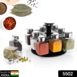 All New Square 8 Bottle Design 360 Degree Revolving Spice Rack Container Condiment, Pieces Set, Square Small Container
