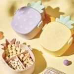 Kids Lunch Box Cute Pineapple Shaped Bento Box With Fork Spoon Snack Candy Container Microwave Portable Office Lunch Box (1 Pc / With Spoon, Fork & Color Box)