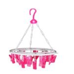 1367 Plastic Round Cloth Drying Stand Hanger with 24 Clips (Multicolour) 