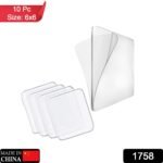 1758 Self Adhesive Tape Double Sided Heavy Duty Tap for Wall, Kitchen, Office, Wall, Car | Stickers for Home (Pack of 10 Pcs) (Size - 6cm x 6cm Each, Transparent)