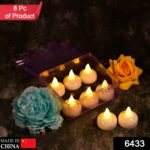 6433 Set of 8Pcs With transparent box. Flameless Floating Candles Battery Operated Tea Lights Tealight Candle - Decorative, Wedding.