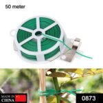 873 Plastic Twist Tie Wire Spool With Cutter For Garden Yard Plant 50m (Green)